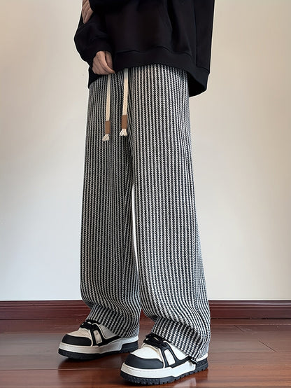 Pantalon décontracté à jambes droites pour homme style streetwear avec motif chevrons