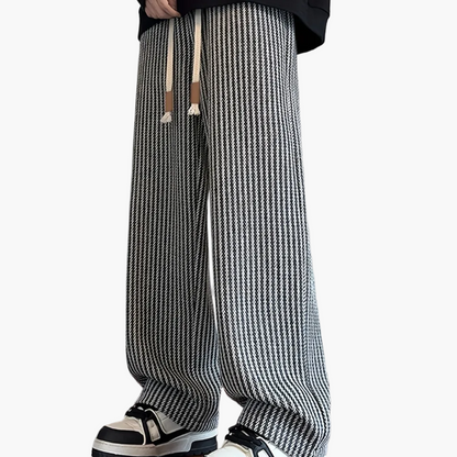 Pantalon décontracté à jambes droites pour homme style streetwear avec motif chevrons