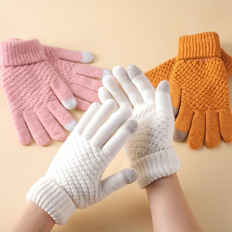 Gants tactiles tricotés pour écran d'hiver unisexe multicolores