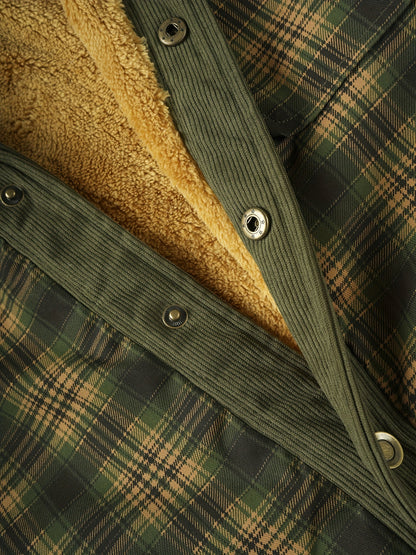 Veste Chemise Homme Carreaux Vert Doublée Molletonnée Chaude