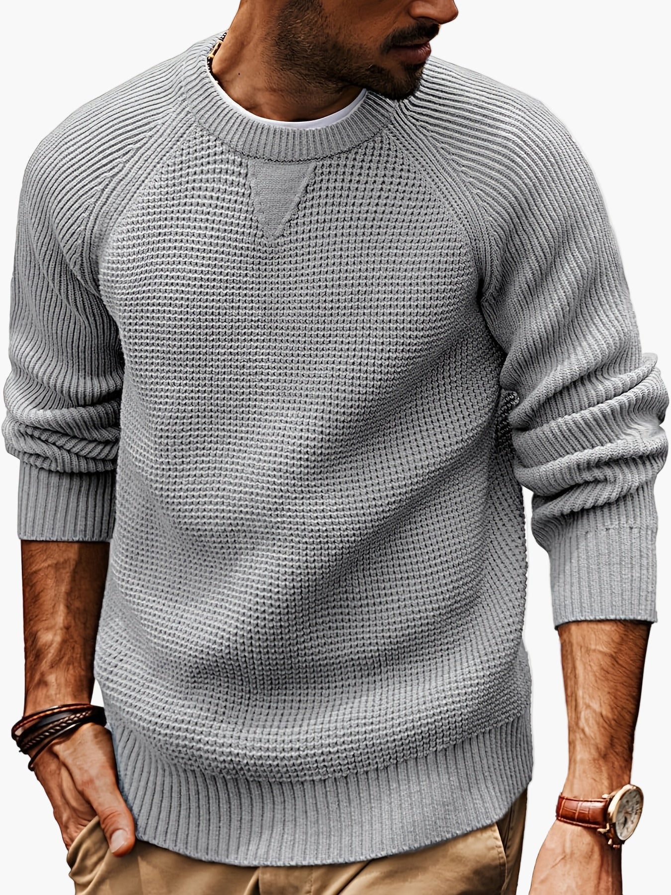 Men's vintage style round neck sweater – Casual pullover for all seasons