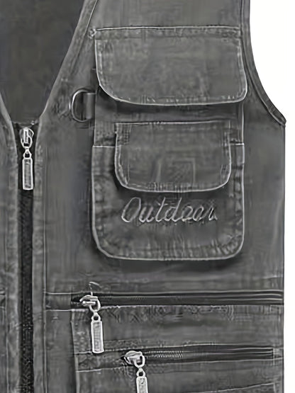 Herrenweste mit mehreren Taschen im Outdoor-Stil für Angeln, Wandern und Fotografie