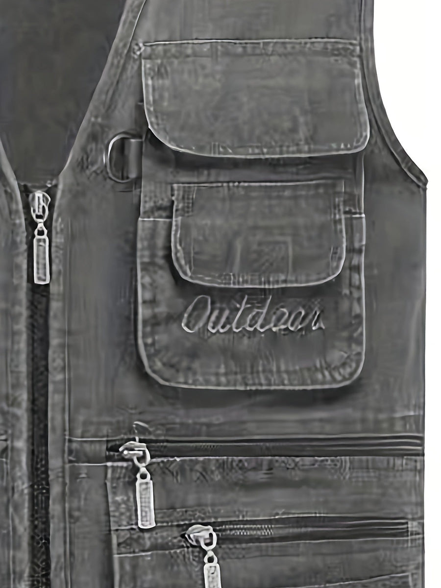 Gilet multi-poches homme style outdoor pour la pêche, la randonnée et la photographie