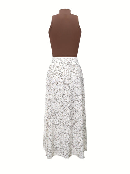 Camiseta sin mangas para mujer estilo elegante con cuello alto para primavera/verano