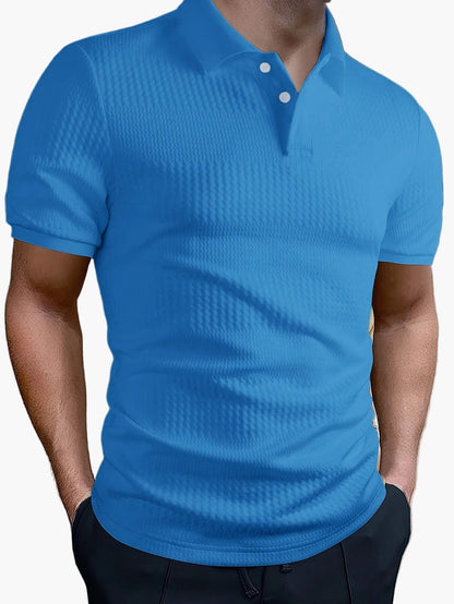 Polo homme ajusté style casual à motif géométrique pour l'été