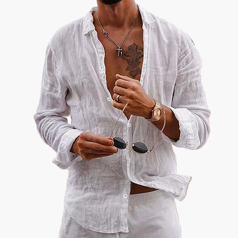 Chemise décontractée à col classique pour homme, manches longues, style élégant et polyvalent