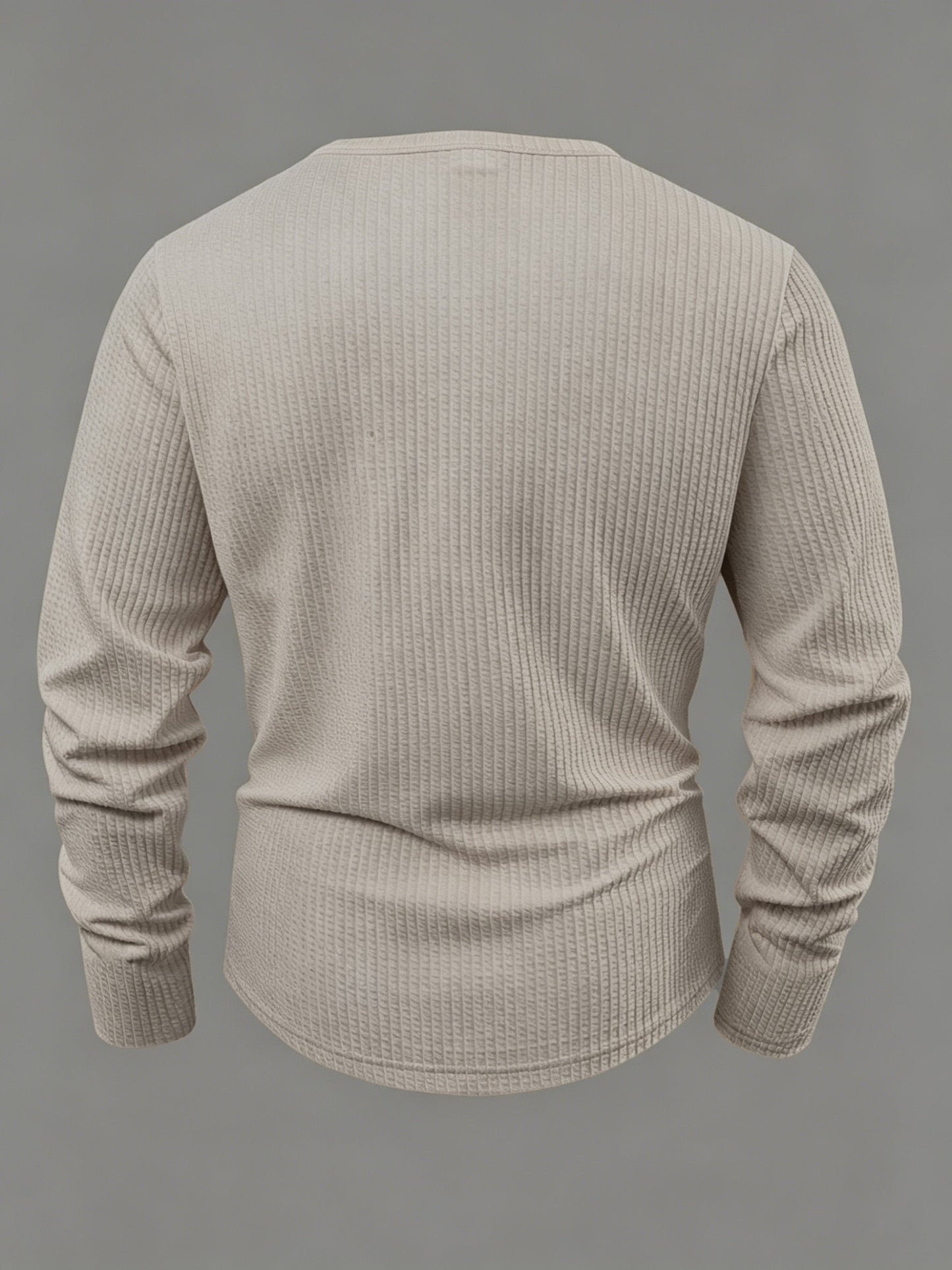 Haut décontracté texturé pour homme à manches longues col Henley