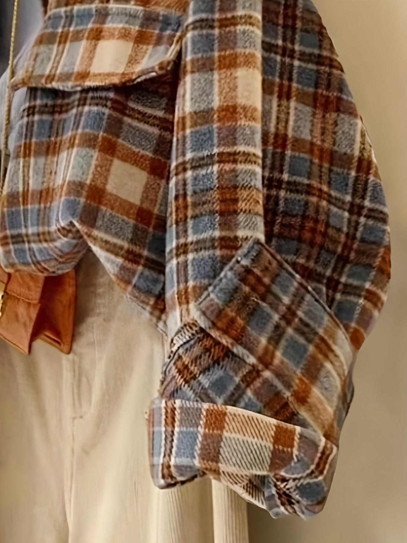 Surchemise à carreaux oversize Femme marron beige bleue décontractée