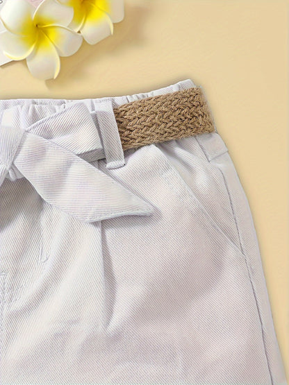 Short taille haute femme style paperbag avec ceinture et nœud élégant pour l'été