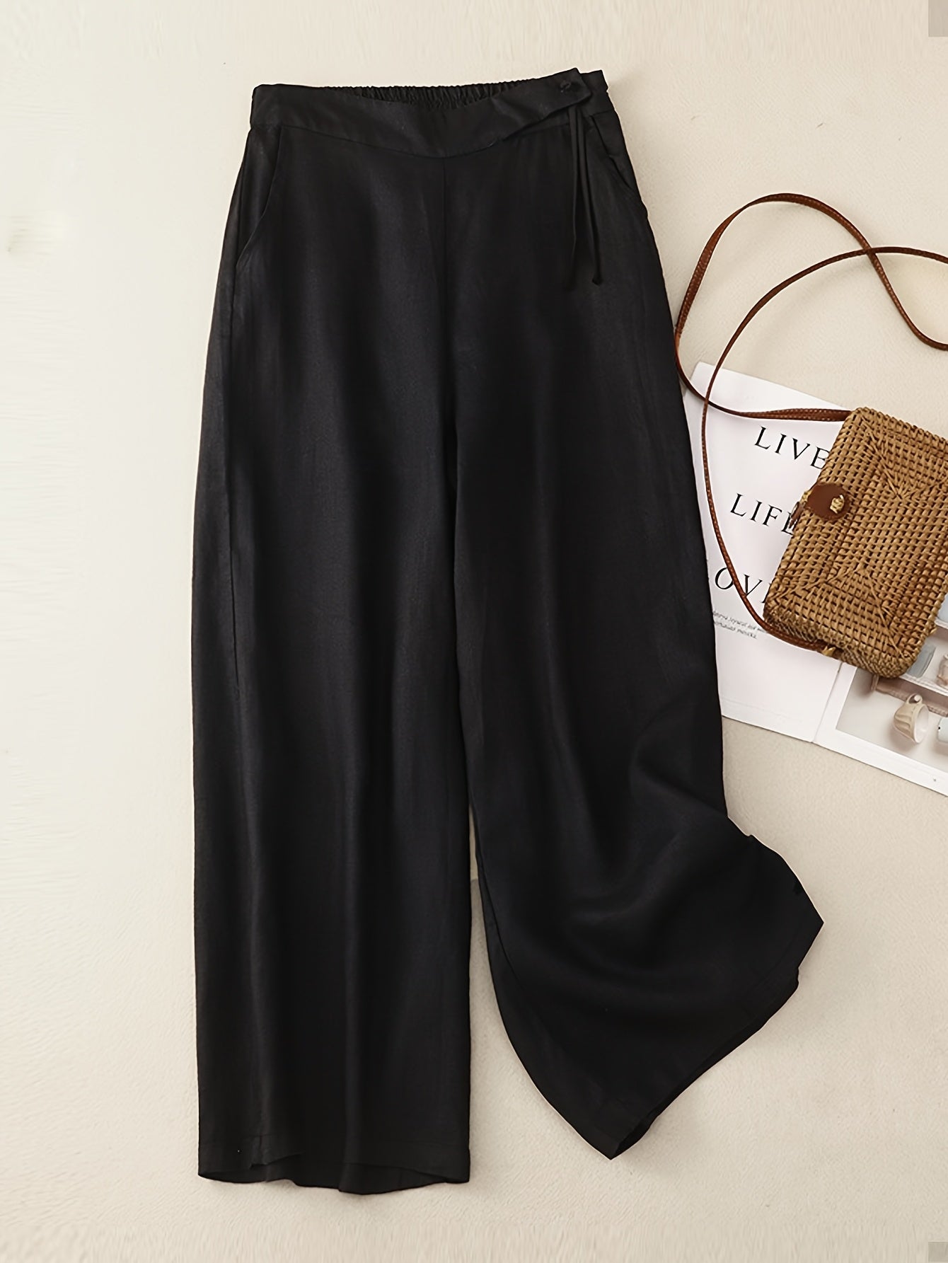 Pantalon large taille haute femme style élégant pour printemps et été