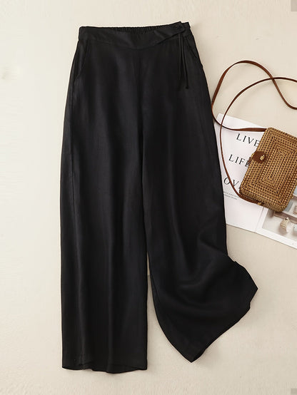 Pantalon large taille haute femme style élégant pour printemps et été