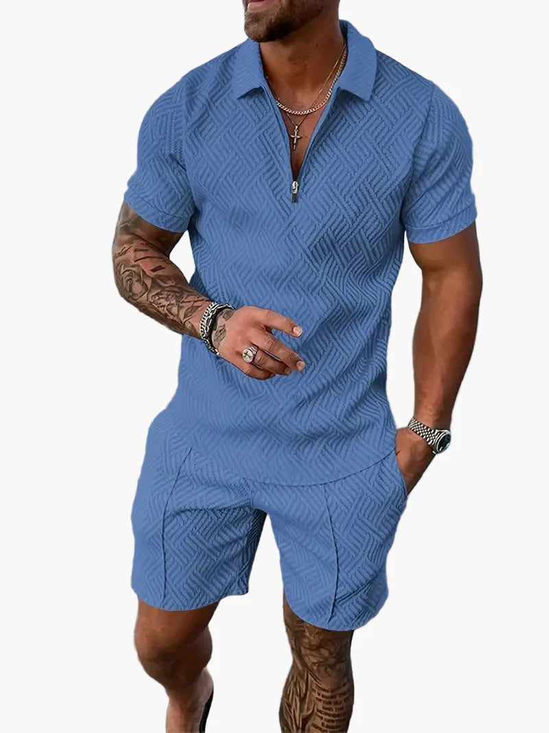 Ensemble polo et short style casual pour homme – Élégance décontractée estivale