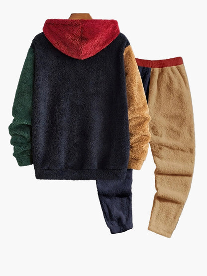 Avslappnat herrset med huva i fleece-stil för höst och vinter