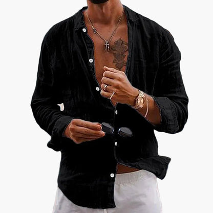 Chemise décontractée à col classique pour homme, manches longues, style élégant et polyvalent