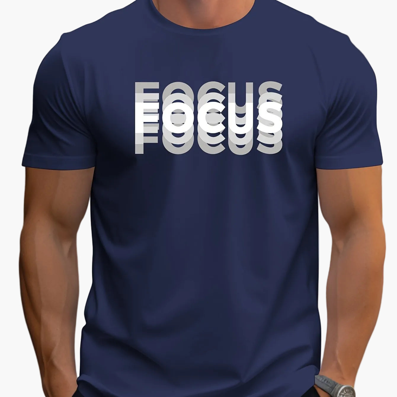 T-shirt Uomo Stile Moderno con Motivo "FOCUS" – Look Urbano e Ispirante