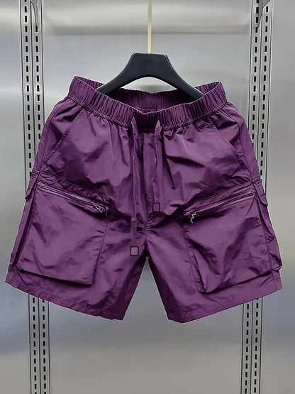 Short cargo décontracté pour homme avec poches zippées style urbain