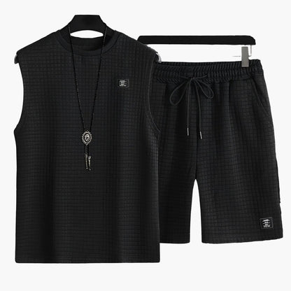 Ensemble Débardeur et Short Homme Style Décontracté Estival Motif Carreaux