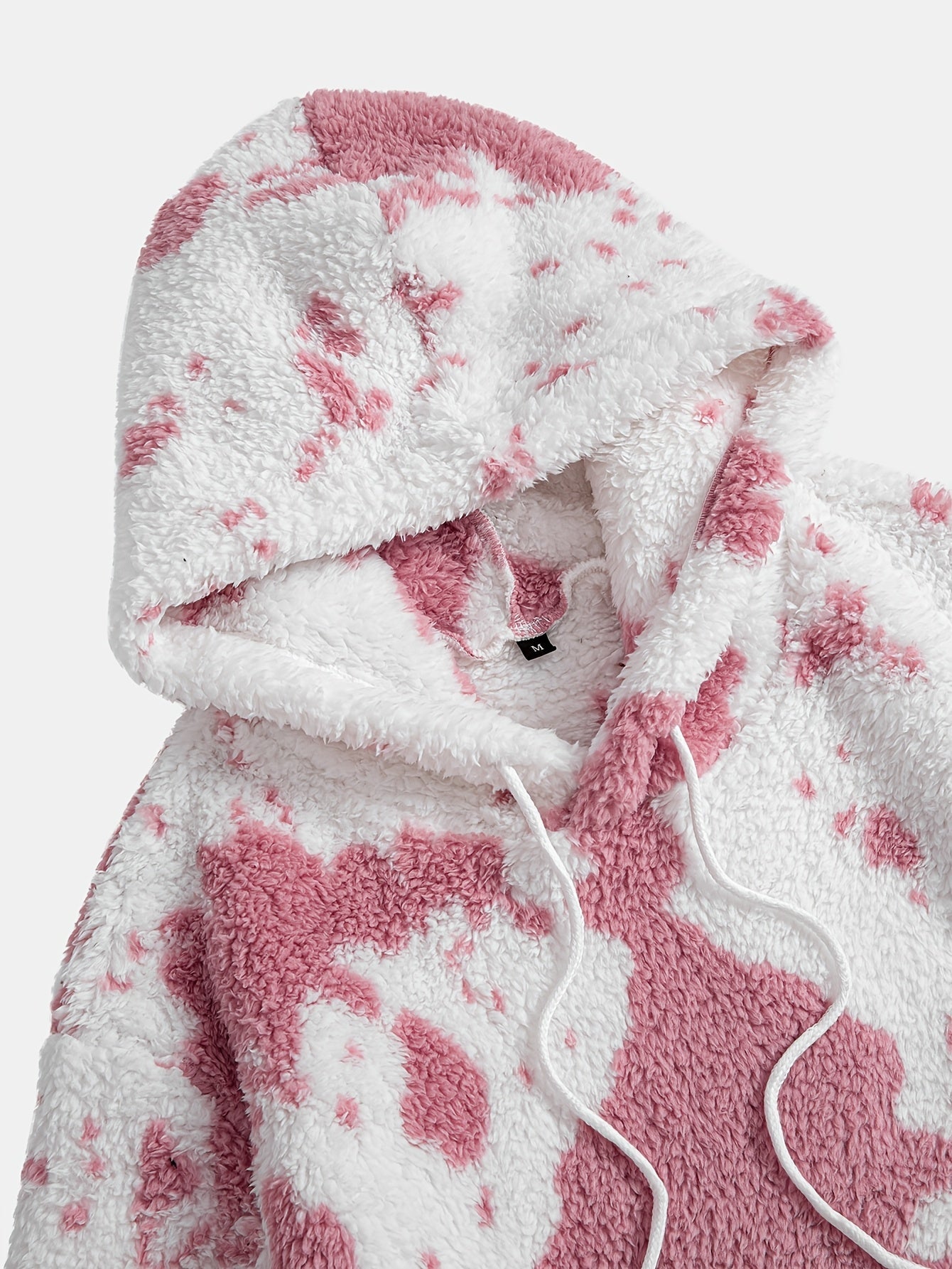 Sweat à capuche Sherpa motif peau de vache bicolore avec poche kangourou