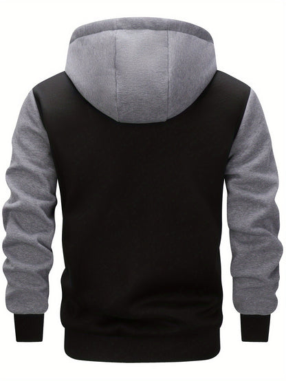 Veste sweat à capuche homme bicolore noir et gris imprimé