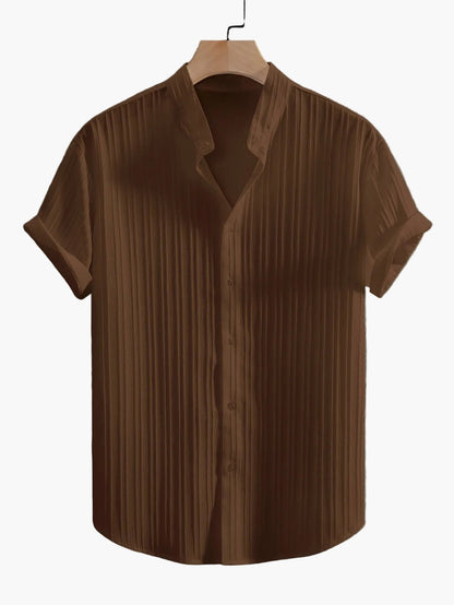 Camicia casual con colletto alla coreana da uomo stile moderno e estivo