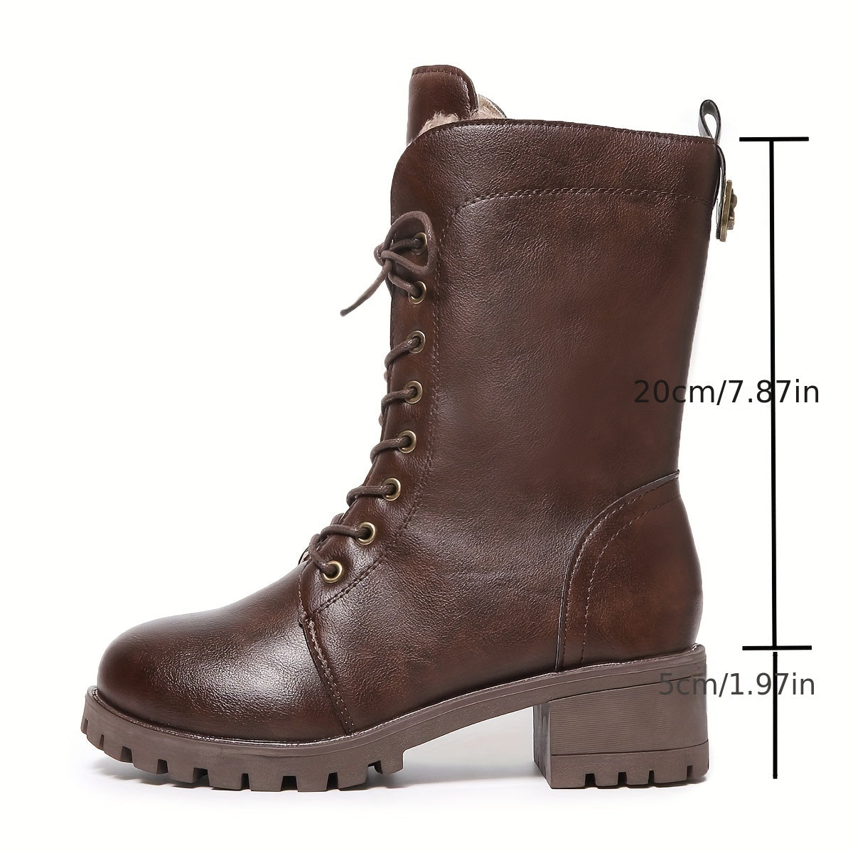 Bottes montantes marron foncé à lacets et semelle crantée pour femme