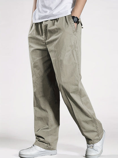 Pantalon décontracté à taille élastique homme, coupe ample, idéal pour loisirs et détente