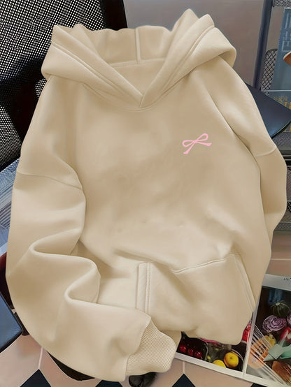 Women's Bow Embroidered Oversized Pullover Hoodie