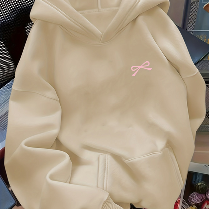 Women's Bow Embroidered Oversized Pullover Hoodie