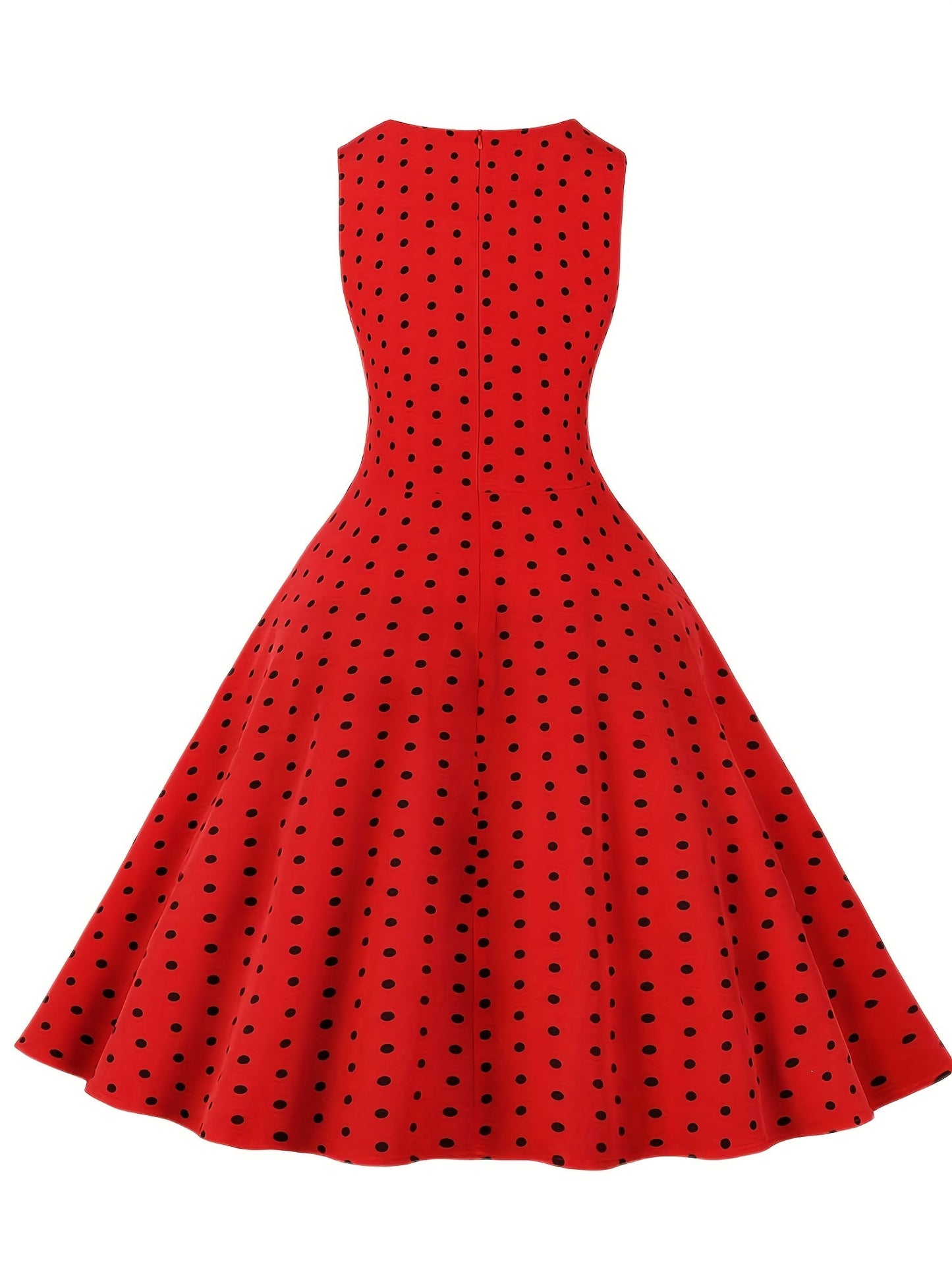 Vestido vintage sin mangas con lunares para mujer, estilo retro acampanado, ideal para el verano y ocasiones especiales