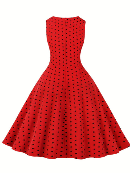 Vestido vintage sin mangas con lunares para mujer, estilo retro acampanado, ideal para el verano y ocasiones especiales