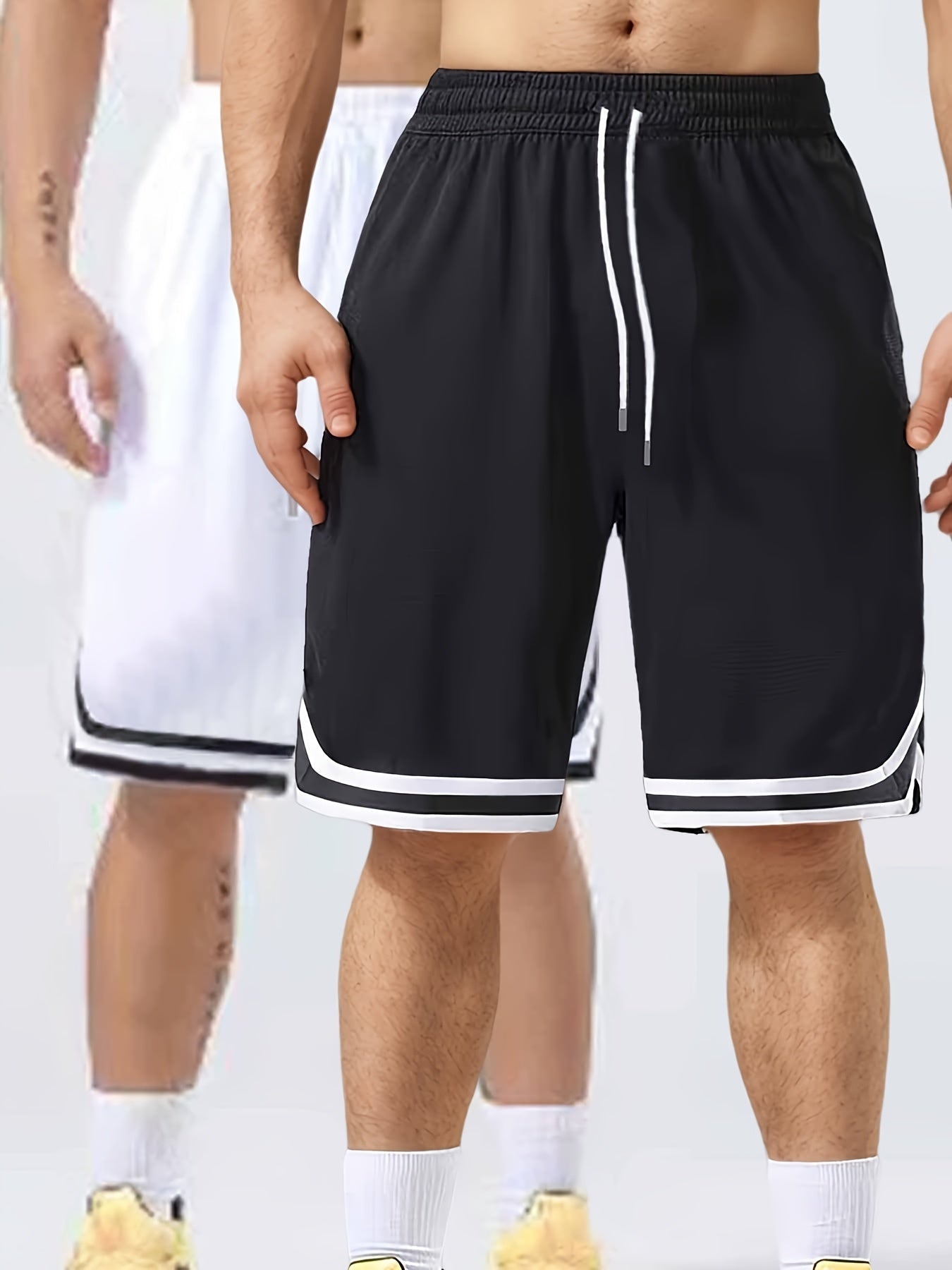 Lässige Herren Basketball-Sportshorts, 2er-Pack, mit Kordelzug, ideal für Training und Alltag