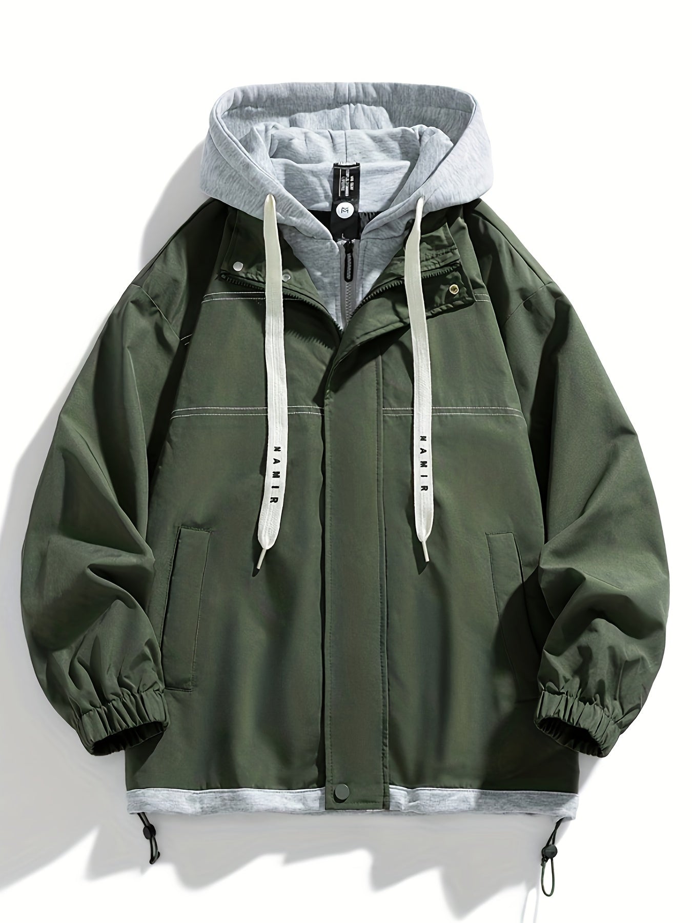 Veste Homme Coupe-Vent avec Capuche Intégrée Amovible Style Décontracté Noir Marron