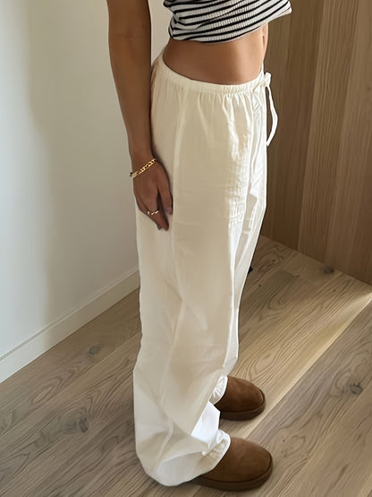 Pantalon large décontracté femme taille haute à jambes droites pour look urbain chic
