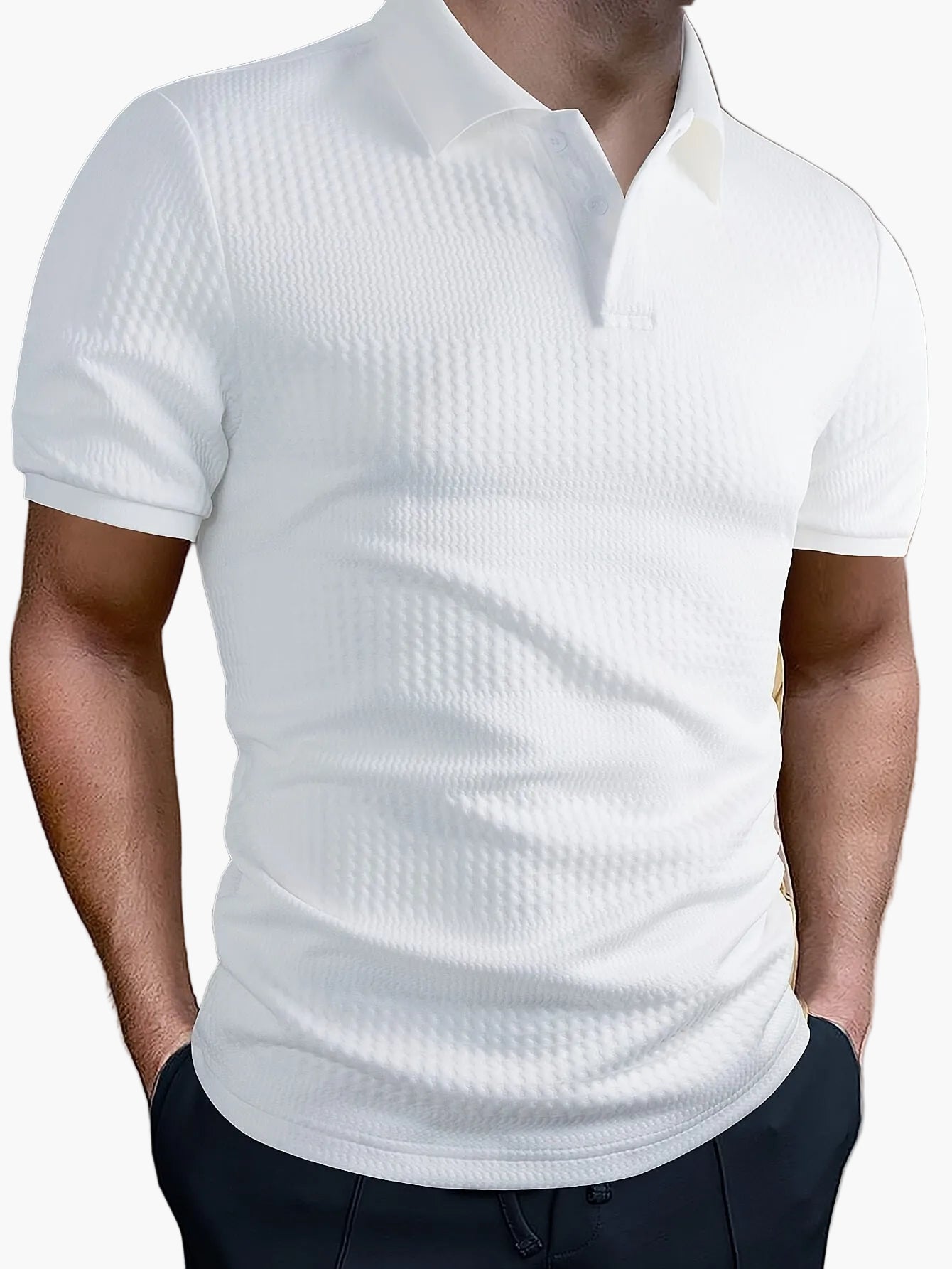 Polo homme ajusté style casual à motif géométrique pour l'été