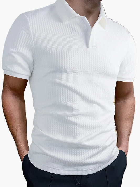 Polo homme ajusté style casual à motif géométrique pour l'été