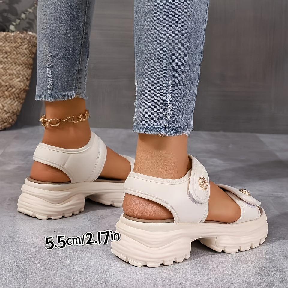 Sandales compensées élégantes pour femme à scratch – Style urbain décontracté