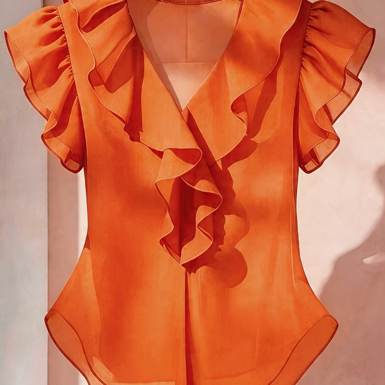 Blouse Femme Élégante à Volants Style Romantique pour Tenue Chic et Bureau