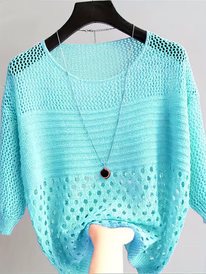 Dames top Boheemse stijl Casual met opengewerkte chique breisels