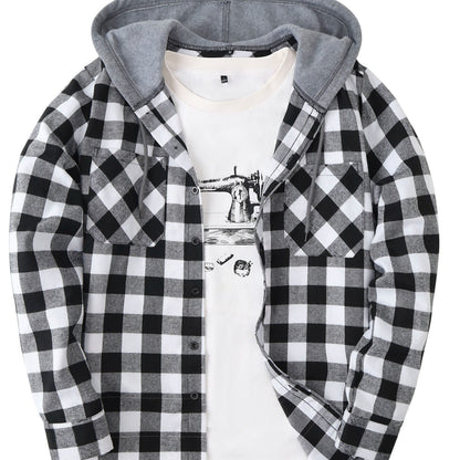 Chemise à carreaux homme à capuche amovible motif bûcheron