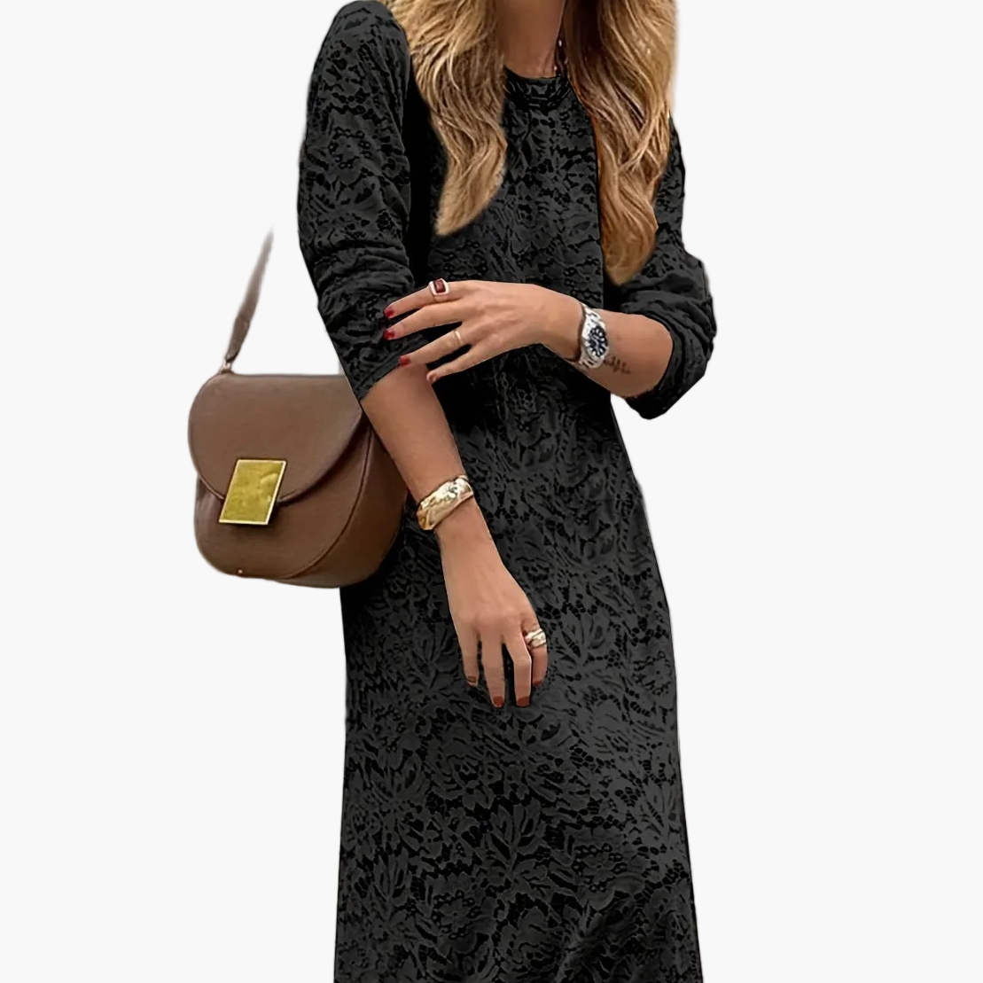 Robe Longue Femme Élégante Motif Floral Style Urbain