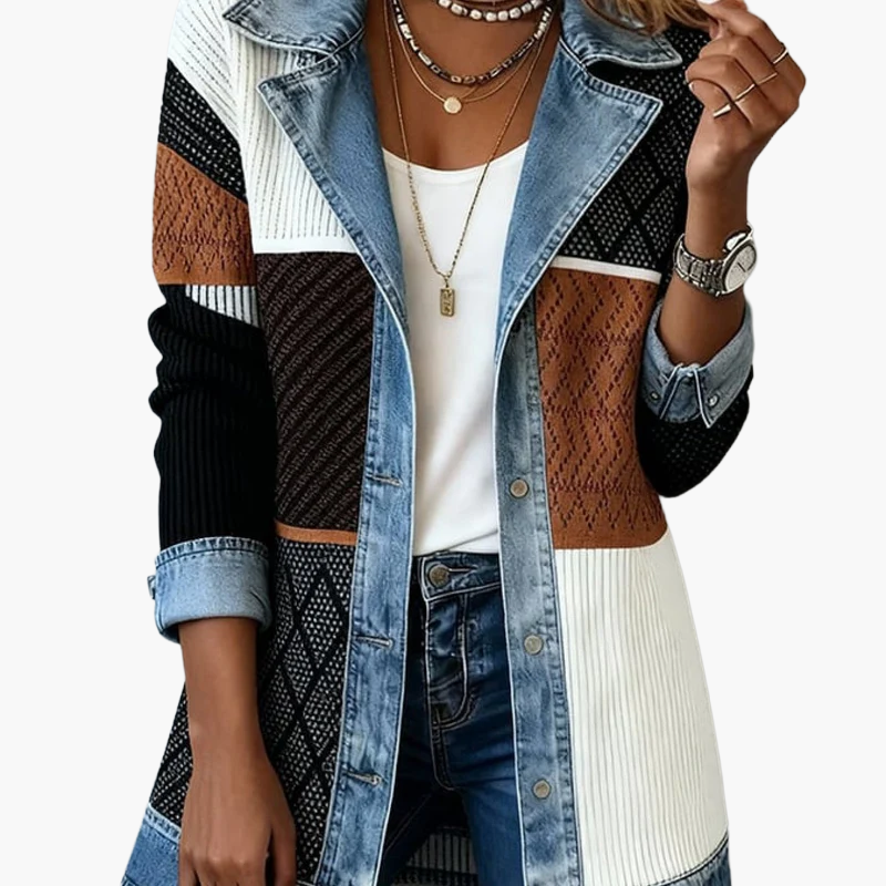 Veste blazer élégante pour femme style urbain chic à revers contrastés