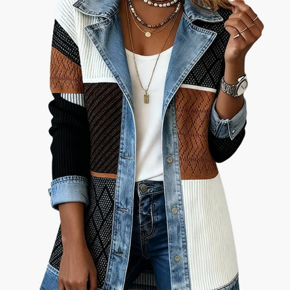 Veste blazer élégante pour femme style urbain chic à revers contrastés
