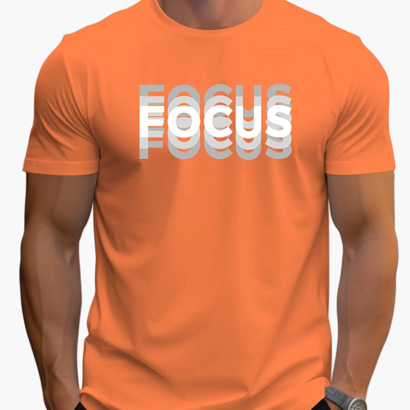 T-shirt Uomo Stile Moderno con Motivo "FOCUS" – Look Urbano e Ispirante