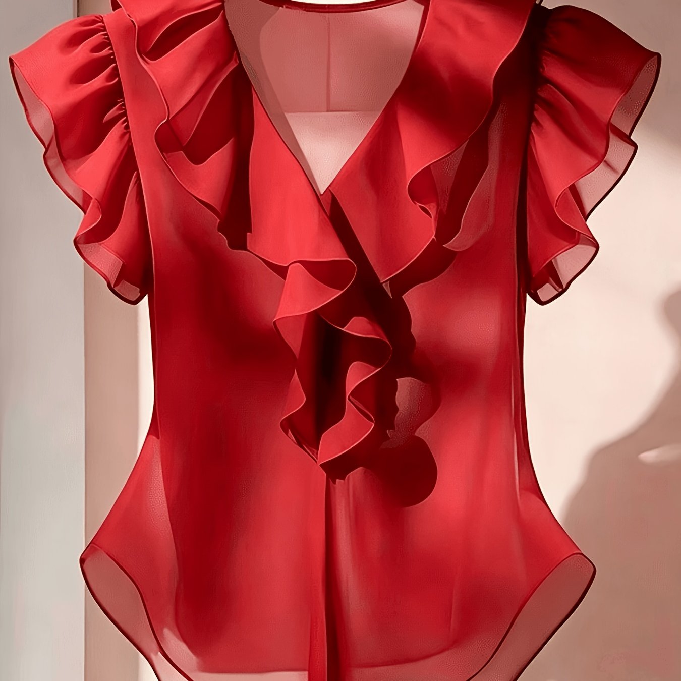 Blouse Femme Élégante à Volants Style Romantique pour Tenue Chic et Bureau