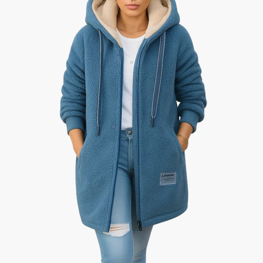 Chaqueta polar con capucha estilo casual para mujer - Ideal para otoño e invierno
