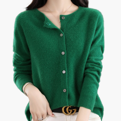 Cardigan Donna Elegante Taglio Classico Versatile per Uso Quotidiano e Ufficio