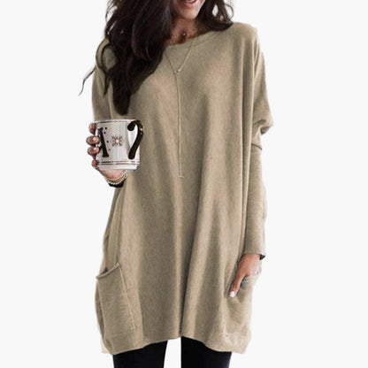 Robe pull longue décontractée pour femme – style ample et confortable, idéal pour l’automne et l’hiver