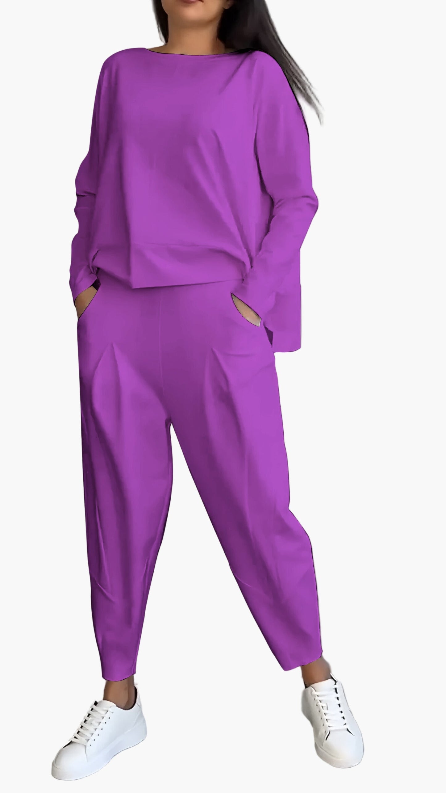Completo relax due pezzi stile casual da donna – comfort chic per la casa e le uscite