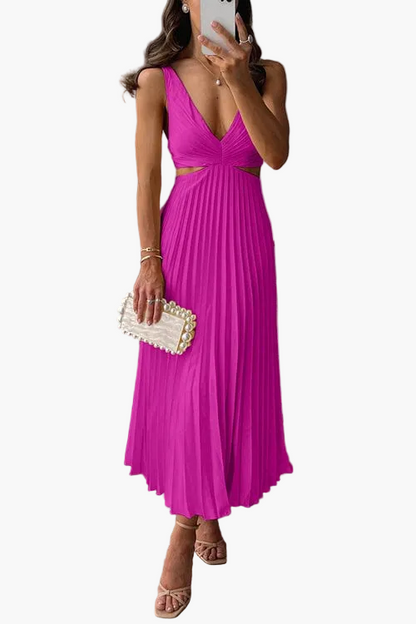 Elegante geplooide midi-jurk voor dames – Stijlvol en veelzijdig voor avond en gelegenheid