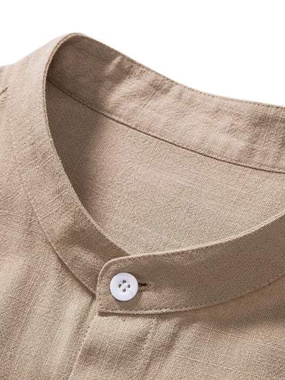 Chemise casual col mao à manches courtes pour homme – Style décontracté et élégant, idéale pour l'été et la vie quotidienne